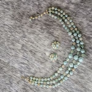Vintage beaded necklace with matching earrings.